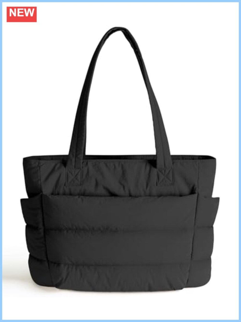 Quilted Puffer Tote Bag Nylon Laptop Work Travel Gym